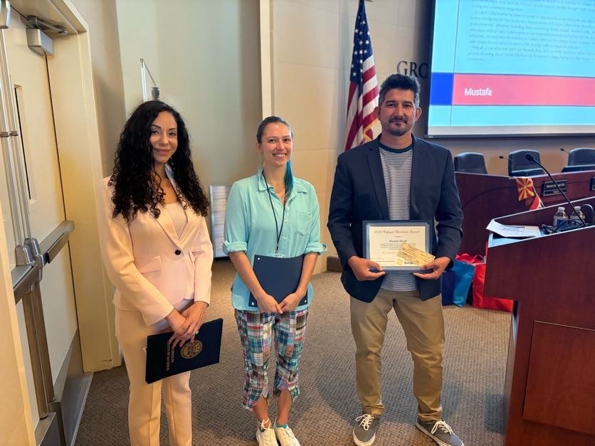 Mustafa Sharifi receiving the County of San Diego Resilient Award, 2025